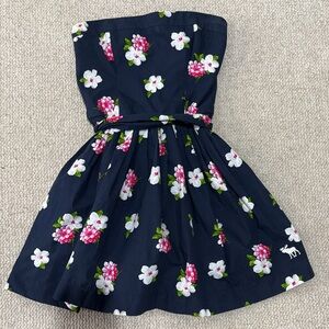 Abercrombie Navy Floral Strapless Dress